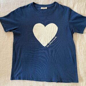 Sezane, organic blue La Chamade t-shirt, Size Small